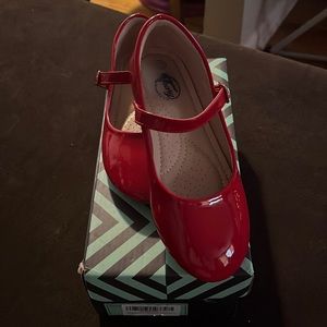 Red dress slip on shoes